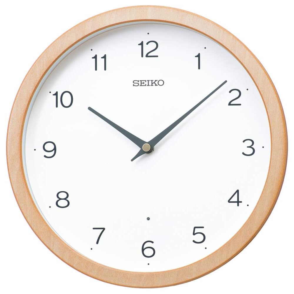 Seiko Clock Radio-Controlled Analog Wall Clock, Natural Wood Finish, Diameter 270 x 48mm, KX267B