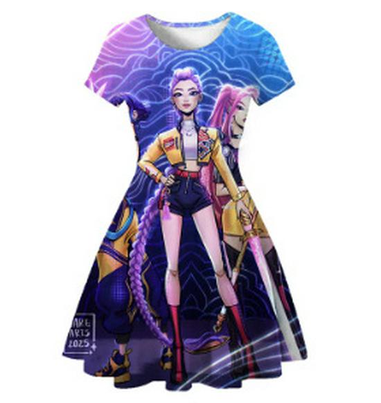 3D Printed K-POP Demon Hunter Princess Party Dress for Girls