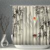 Chinese Ink Painting Mountain Landscape Plant Flower Printing Pattern Household Decoration Waterproof Polyester Fabric With Hook