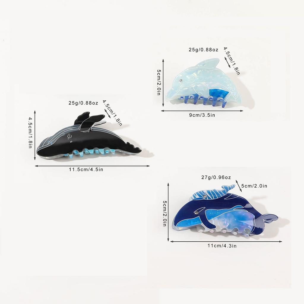 Pinces à Cheveux Griffe Animal Marin Mignon Série Océanique Résine Pinces à Cheveux Antidérapantes Baleine Dauphin Requin Mâchoire Barrettes pour Cheveux Épais Fins Accessoires de Cheveux Plage
