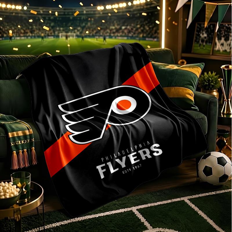 Flyers Hockey Team Throws Blanket Flannel Blankets Plush for Couch Bed Gifts for Men Women Travel picnic blanket Christmas fan gifts