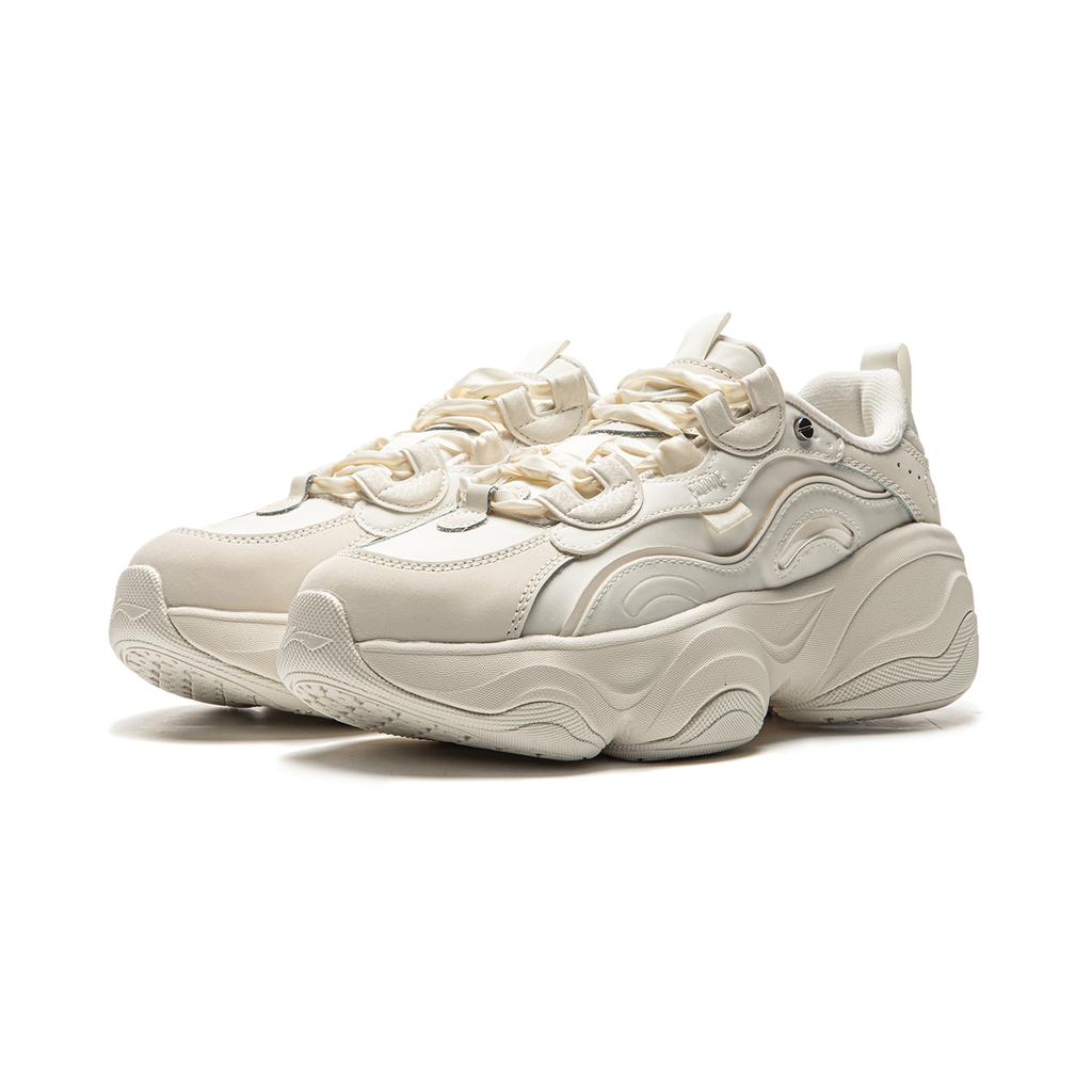 Li Ning Honey Series Soft Rebound Thick Sole Bread Shoes Women Sneakers Off-White AGCU246-1