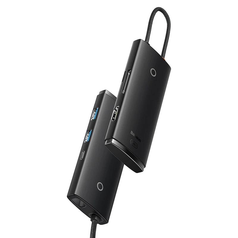 Hub 6W1 Baseus Lite Series Usb-C Do 2X Usb 3.0 + Usb-C Pd + Hdmi + Sd/Tf (Czarny)