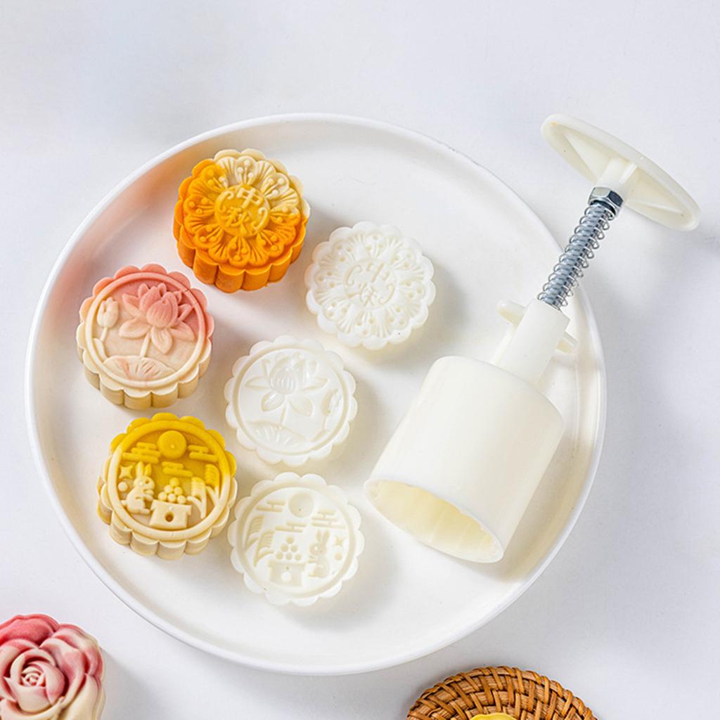 Mooncake Mould Hand Press Stamps Easy Demolding Hand-pressed Cake Molds for Kitchen Baking Room Hotel