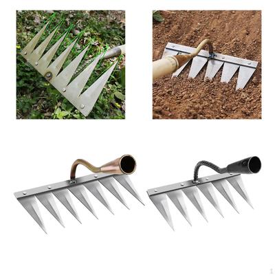 2Pcs Heavy Duty Weeding Hoe Rake Harrow Garden Lawn Leveling Loosen Soil Planting Hand Tool