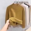 Women's Sweater Autumn/Winter Plush Warm Sweater Stylish Casual Half High Collar Knitted Sweater