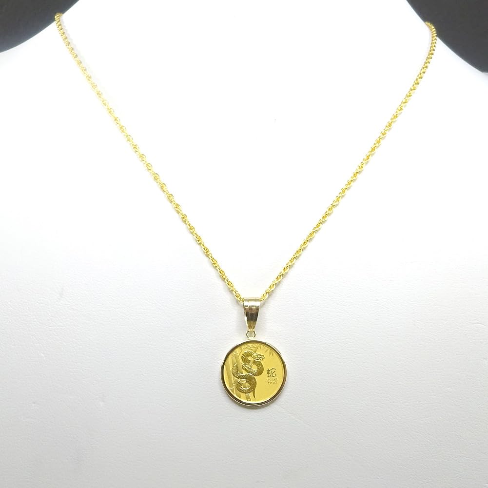 and My Jewelry Pure Gold 24K Snake Year Coin 18K Gold 15 Charles III Australia Coin [Your Box] Necklace, 2025, Frame, 1/10oz, 9999Au, Dollars,