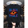 Black Hole Print 2 Men's Casual Digital Print T-Shirt - Short Sleeve, Street Hip-Hop Style, Summer European and American Fashion Trend, Sporty Style