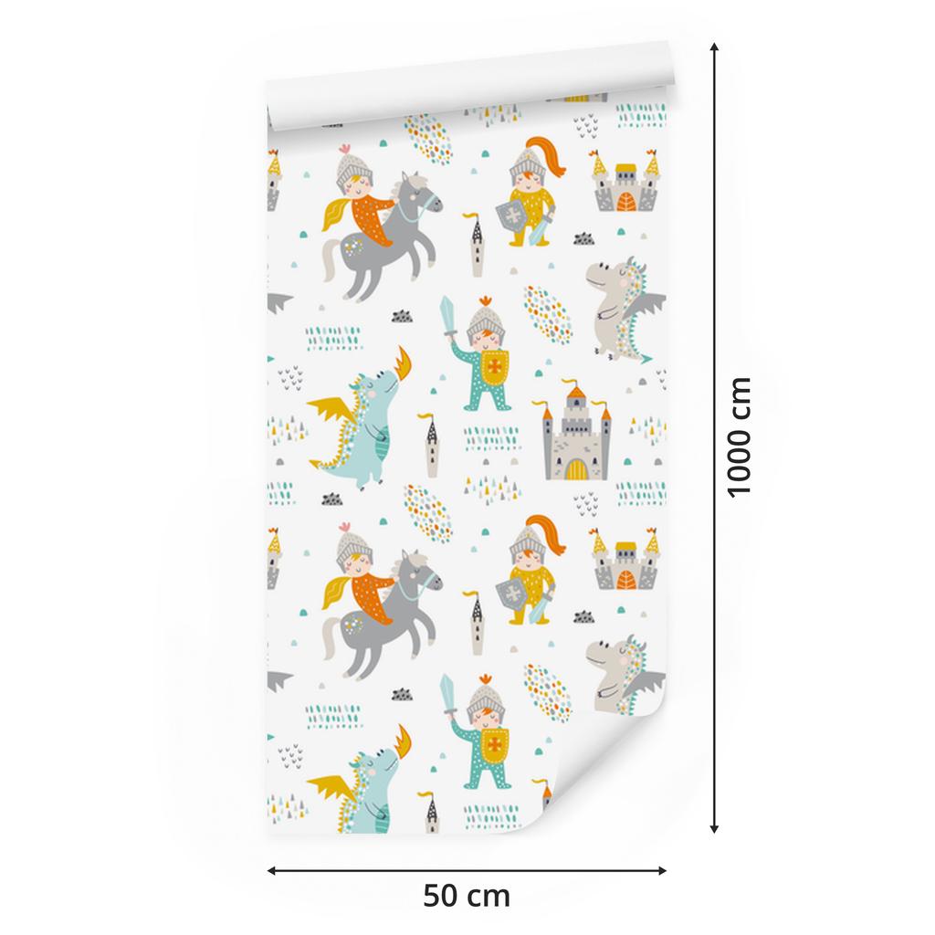 Fairytale wallpaper for knights and dragons for living room and bedroom 50x1000