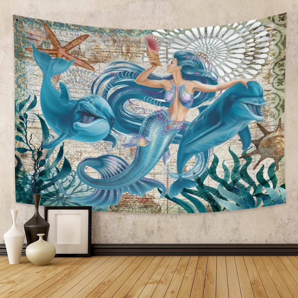 Ozean Delfin Wandteppich Wandbehang Lustiger Meeresleben Wandteppich Wandbehang Schlafzimmer Wale Delfin Wandteppich Wohnzimmer Dekor