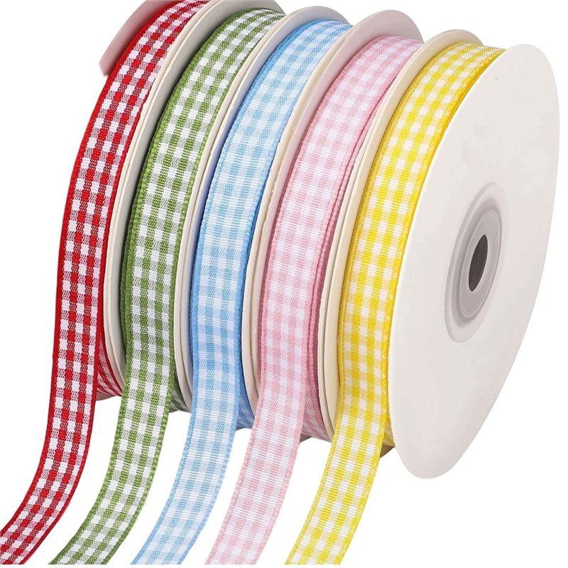 

SHGO-5 Color Gingham Ribbon 3/8 Plaid Ribbons For Crafts Picnic Decor Sewing Projects Hair Bows Birthday Gift Wrapping