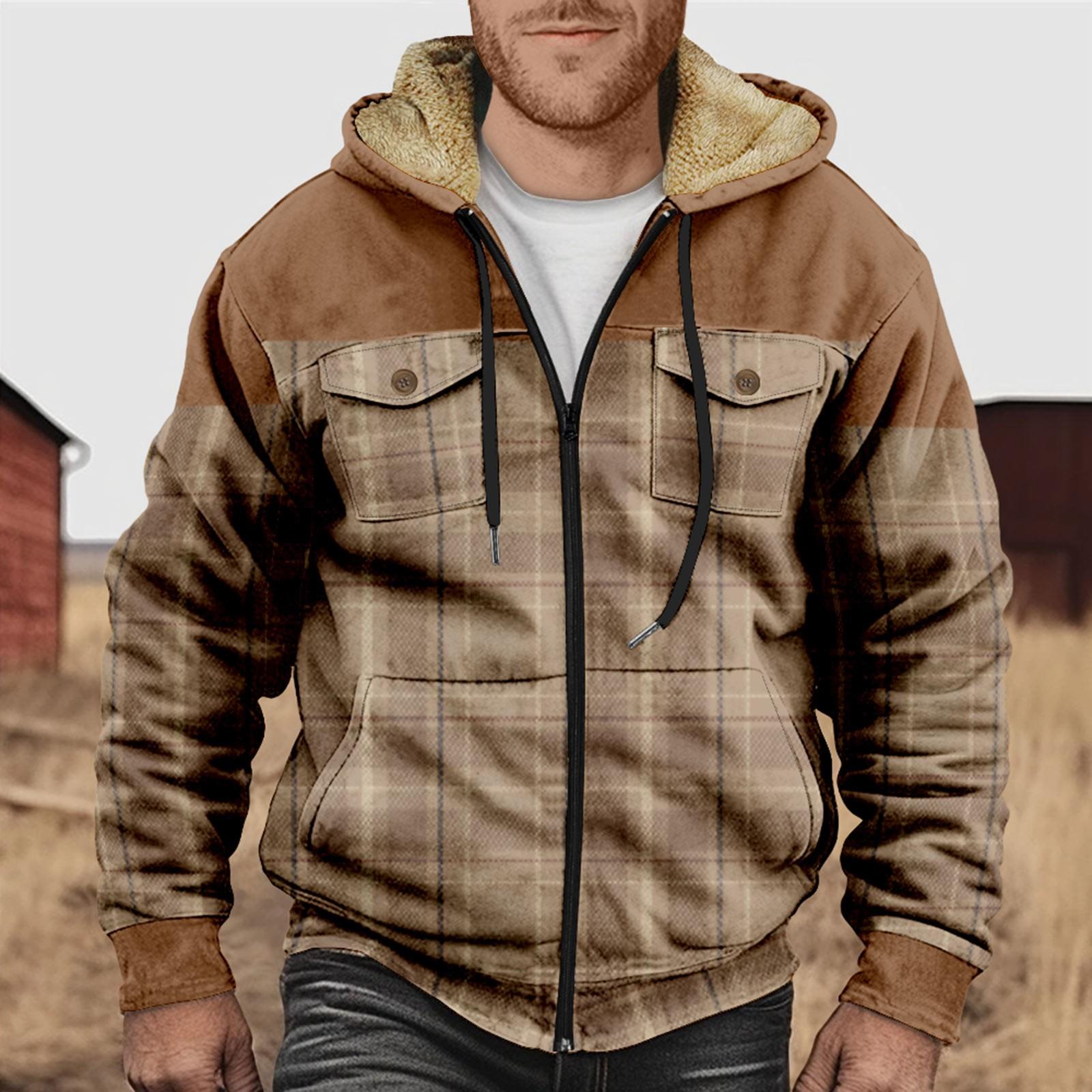 

Мужская куртка с двойным карманом и клетчатым принтом. Мужская весенне-осенняя повседневная трендовая куртка на молнии с капюшоном. XXXXXL
