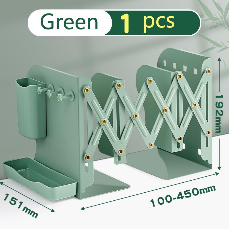 Retractable Bookstand with Pen Holder Integrated Desktop Book Storage Rack Baffle Book Clip Folding and Fixed