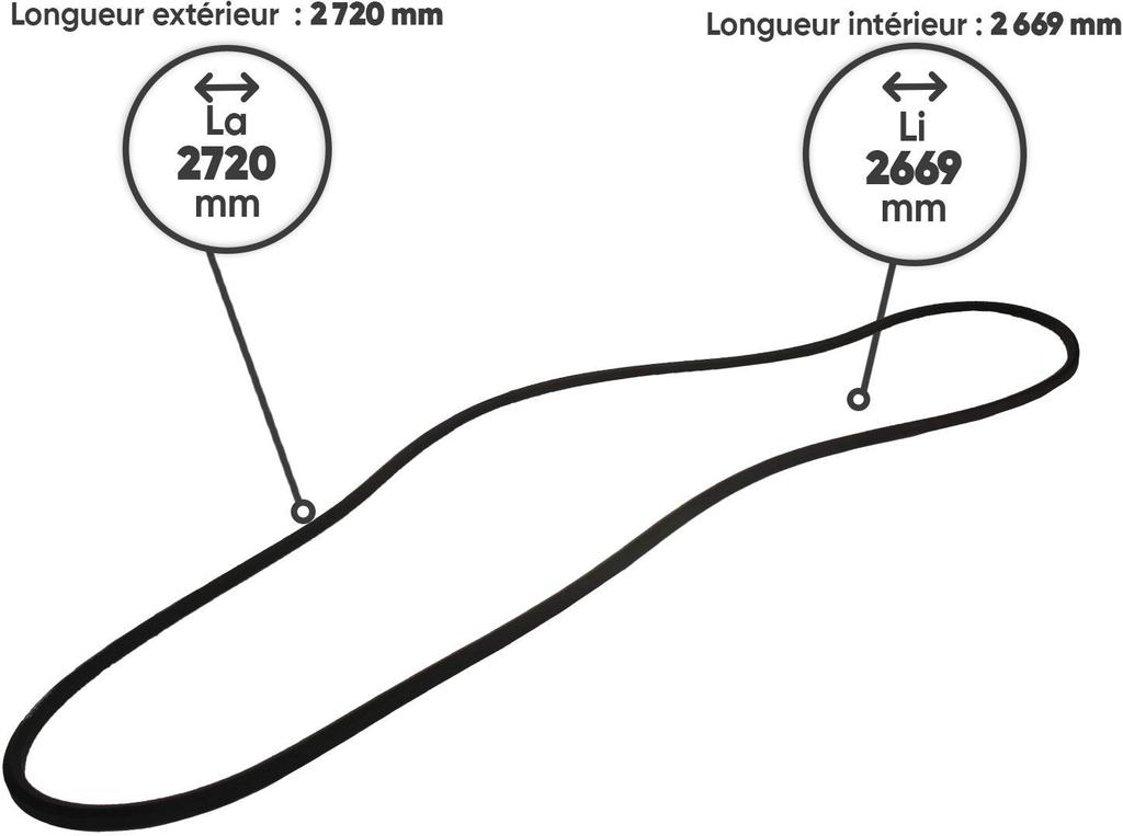 Courroie hexagonale AA105 - L 272 cm - JARDIN PRATIC - adaptable HUSQVARNA modèle CTH160