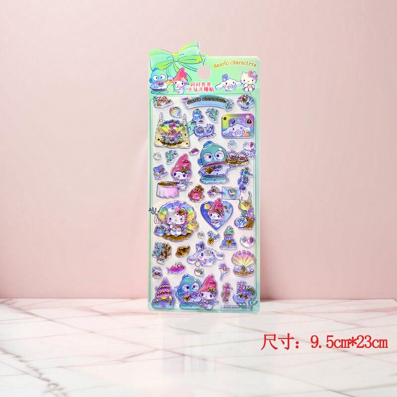 Kawaii KT My Melody Clown Fish 3d Relief Crystal Sticker Diy Mobile Phone Decor Sticker Student Hand Account Stickers Stationery