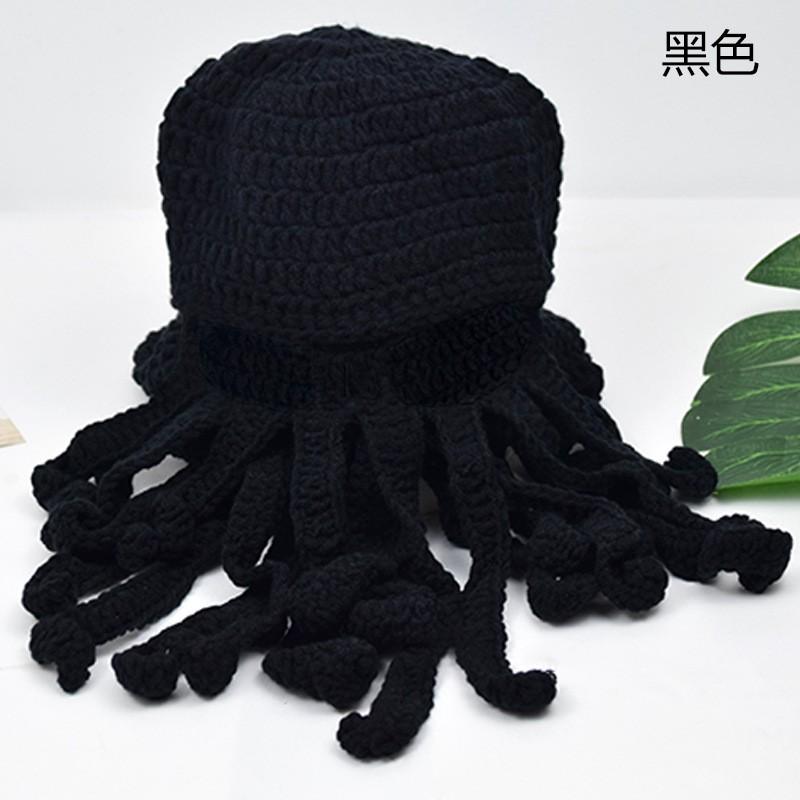New Cartoon Cute Funny Wool Knitted Octopus Hat Hand Crocheted Warm Wool Headgear.