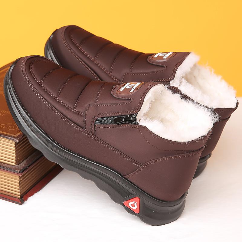 

Мужские высокие зимние ботинки из шерсти и хлопка — теплые, нескользящие, с мягкой подошвой для пожилых людей 46 коричневый