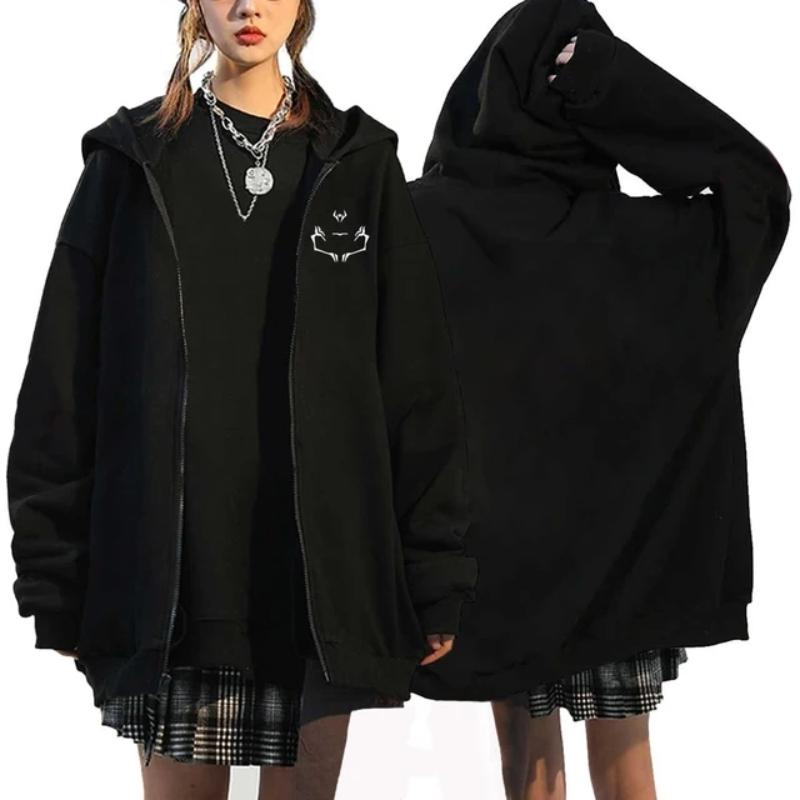 Ryomen Sukuna Grafisk trykt hette Anime Jujutsu Kaisen Klær Herre Dame Zip Up Hettegensere Harajuku Sweatshirt Casual Zip Jacket