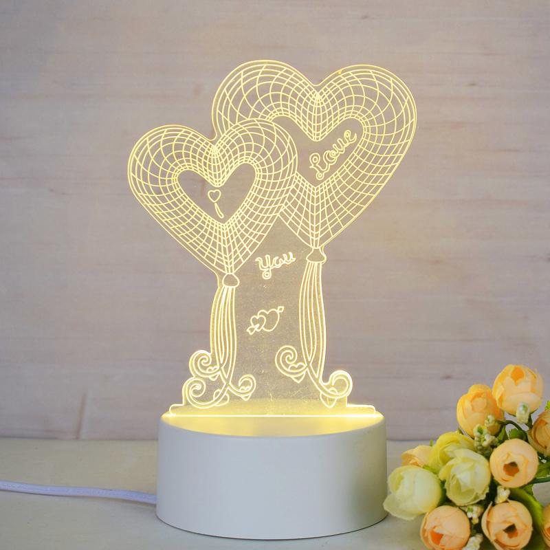 Customize Acrylic 3D Illusion LED Warm White Night Light for Living Room Kids Bedroom Decorative Lamp with USB Power