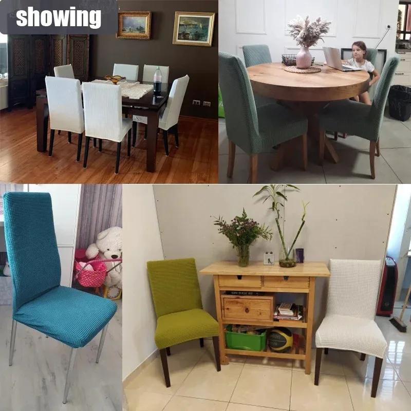 1/2/3/5/4/6pcs Waterproof Jacquard Adjustable Chair Cover 2024 Solid Luxury Dining Table Chair Cover for Home Dining Room