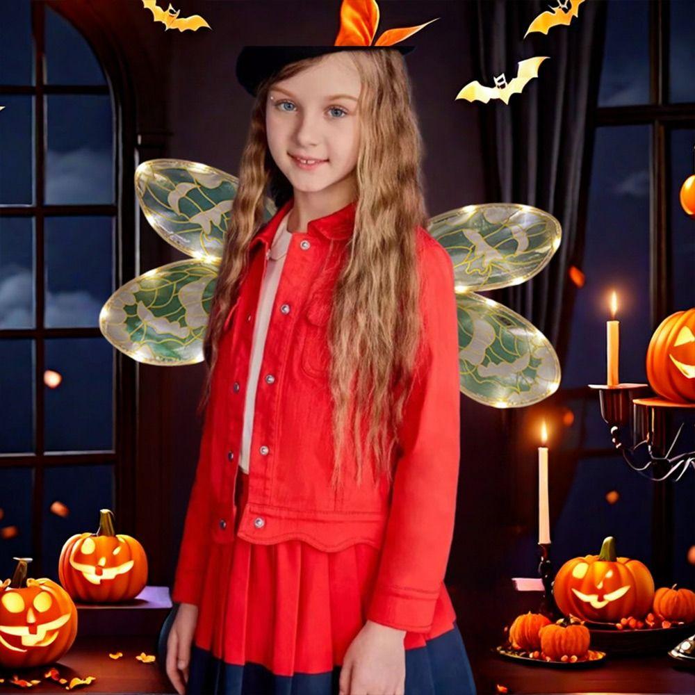 Halloween Costume Fairy Wings with LED Light Sparkling Women Girls Dragonfly Elf Wings Girls' Costume Accessories