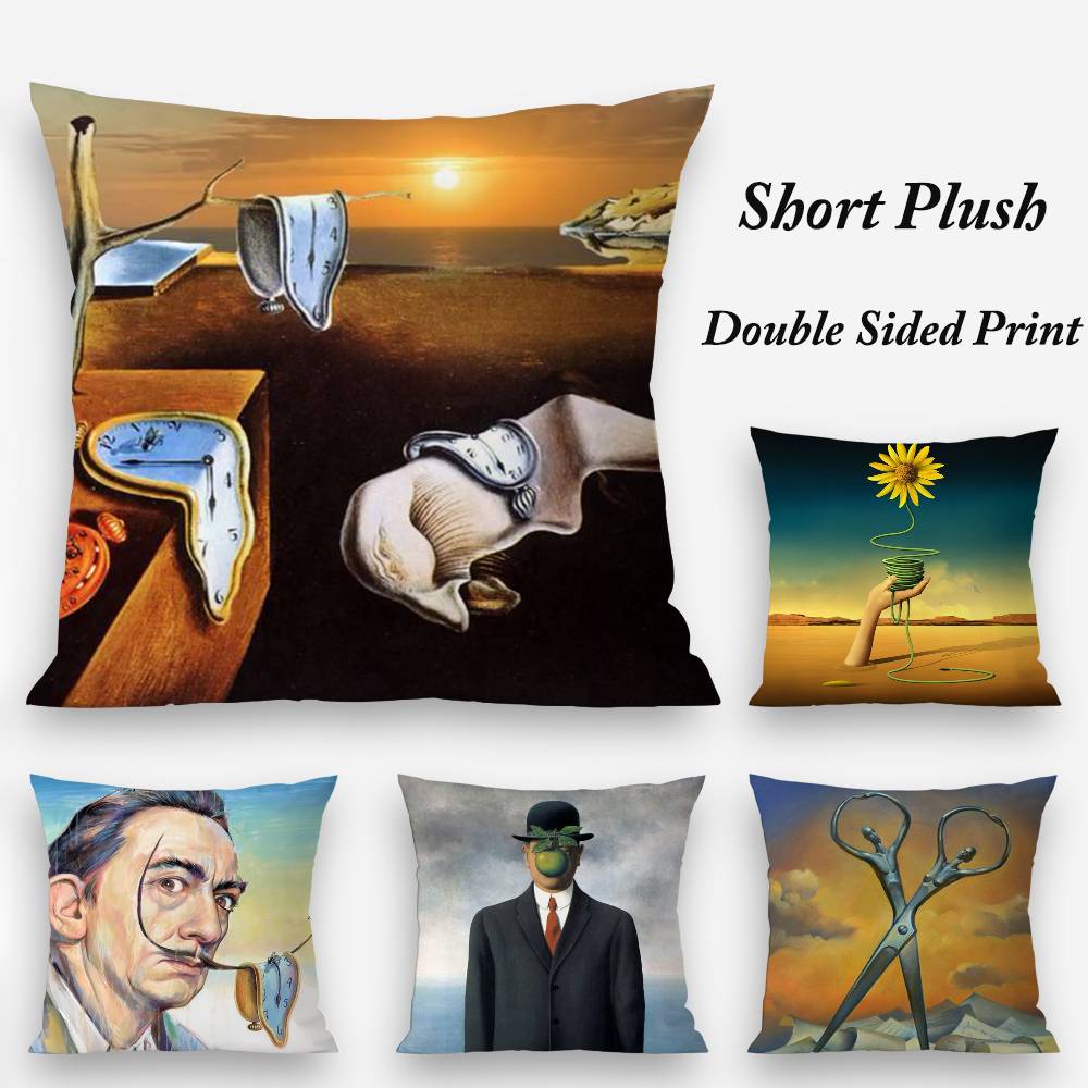 Salvador Dali Pop Art Pillow Case Plush Fabric Soft Double Sided Print Sofa Cushion Cover Throw Pillow Covers
