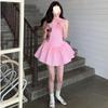 Design Sense Niche Plaid Vest Sleeveless Dress Summer New Cute Girl Waist Strap a Word Short Skirt