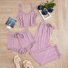 Popular Women's Three-Piece Lace Trim Pajama Set: Camisole, Shorts, and Long Pants