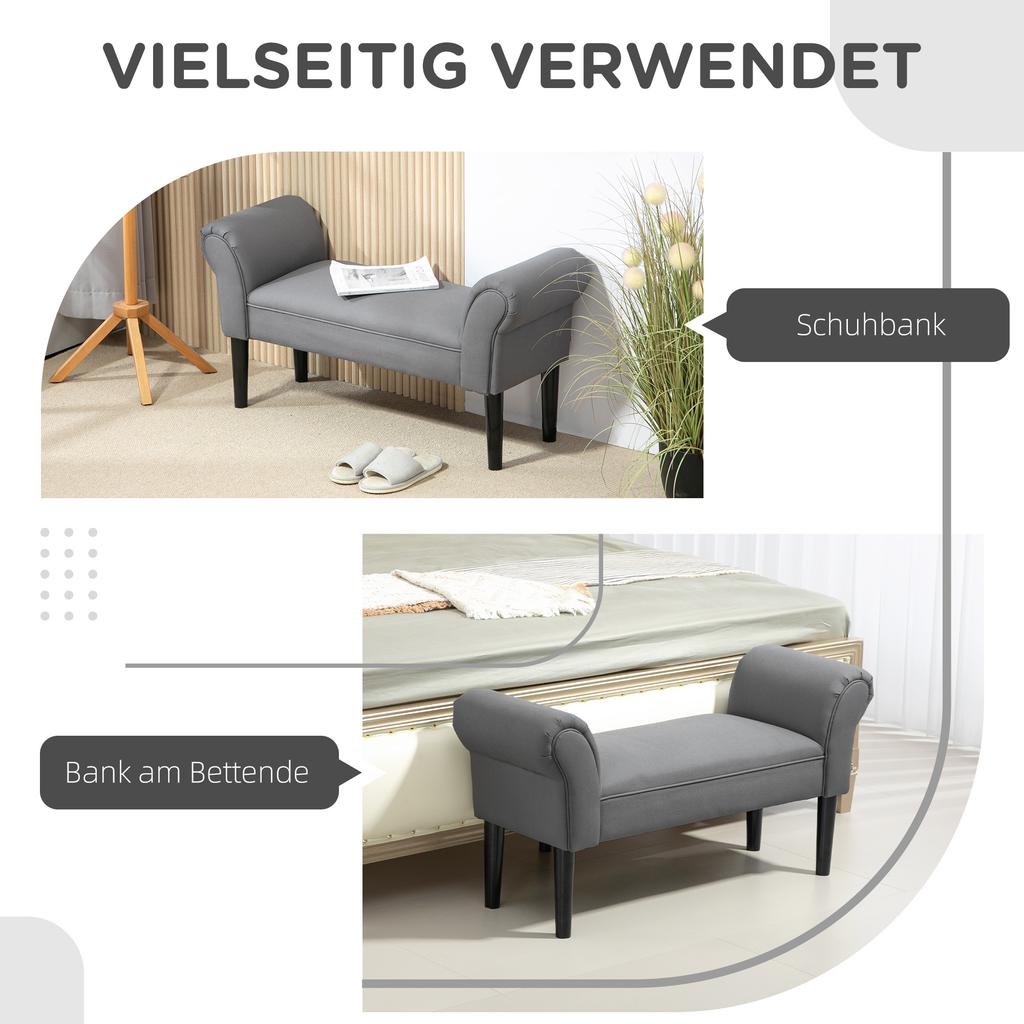 Soft Upholstered Bed Bench, 102x36x51 cm, Grey