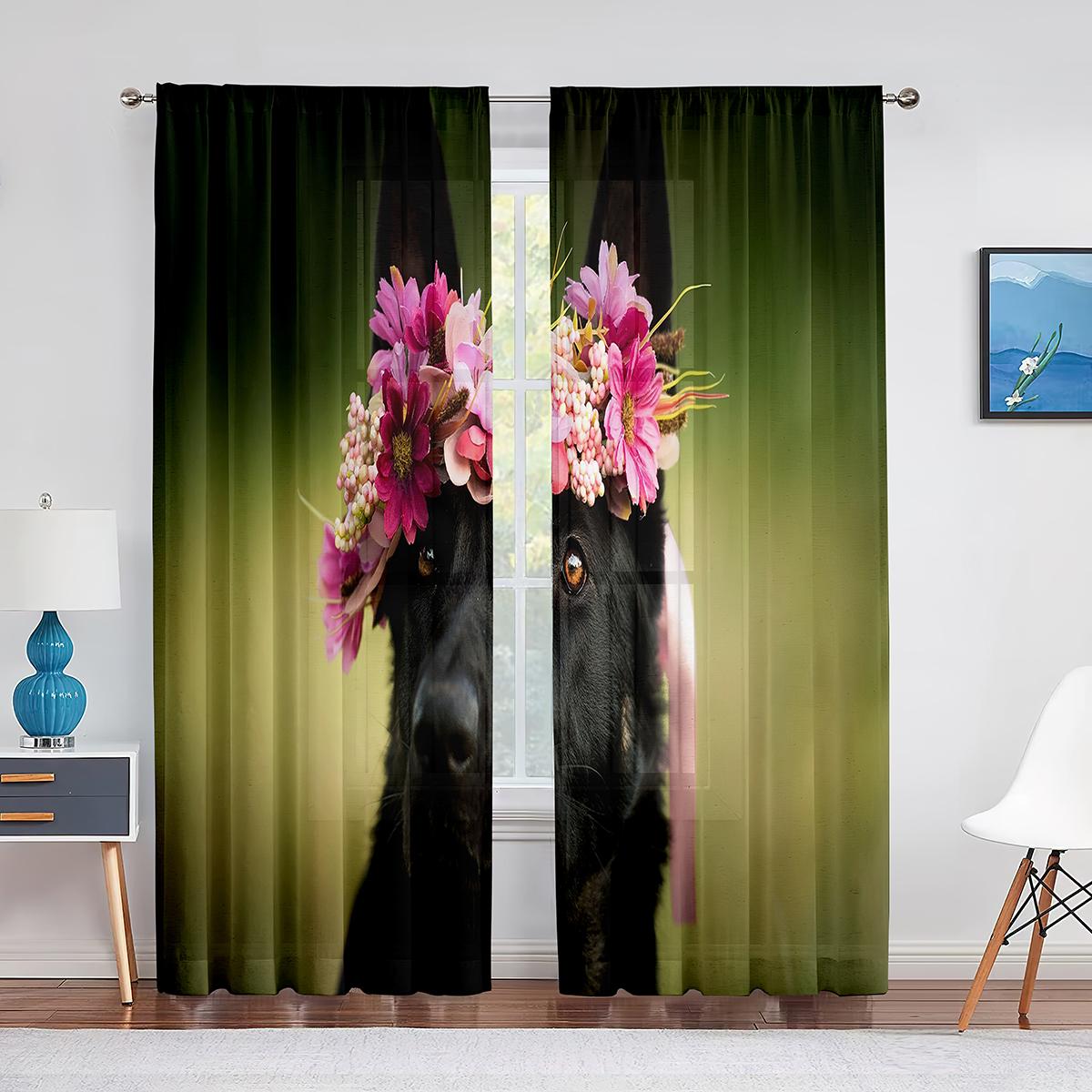 Тюлевые шторы с изображением собаки — фото 9