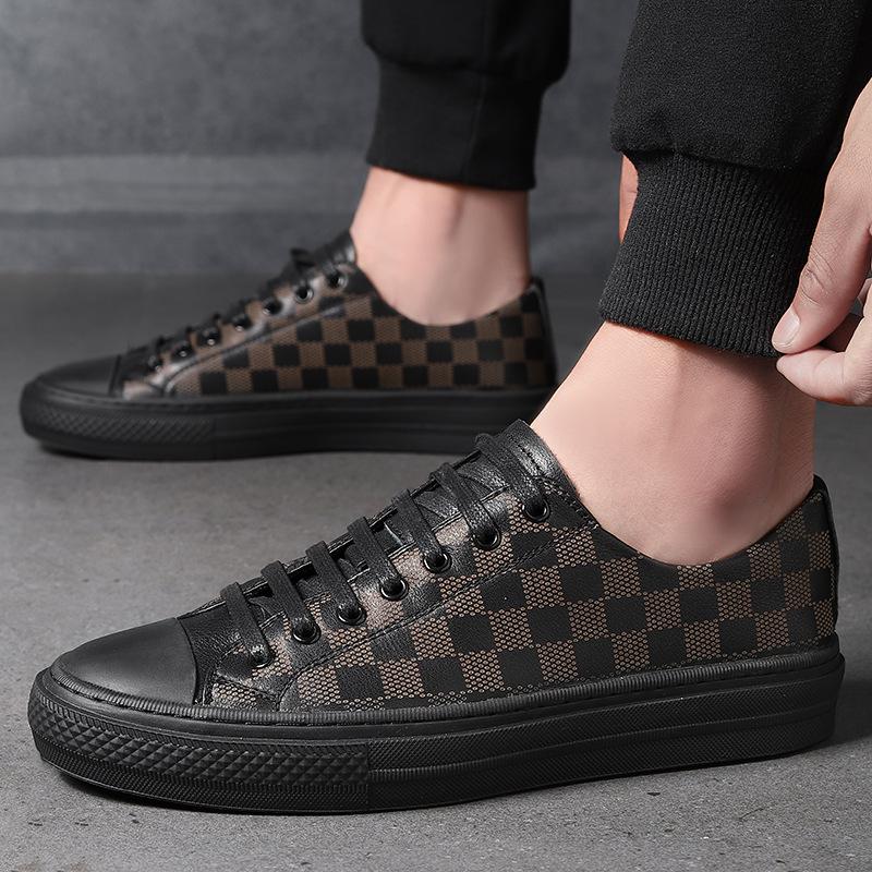 Guangzhou light luxury men's shoes fashion trendy brand printing simple and versatile casual shoes men's cowhide board shoes breathable and comfortab