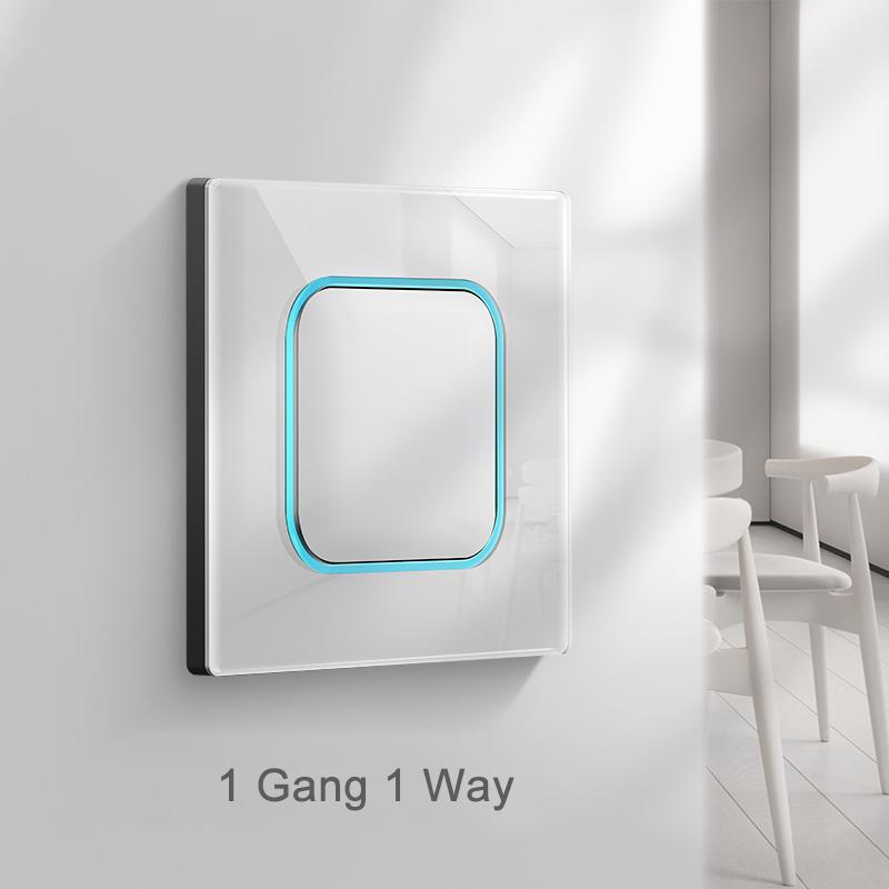 Interruptor de Parede Elétrico de Vidro Preto Deluxe UK com Botão de Reset, Tomada, Interruptor de 1/2 Módulo com Tomada de Carregamento USB C, Vidro Temperado