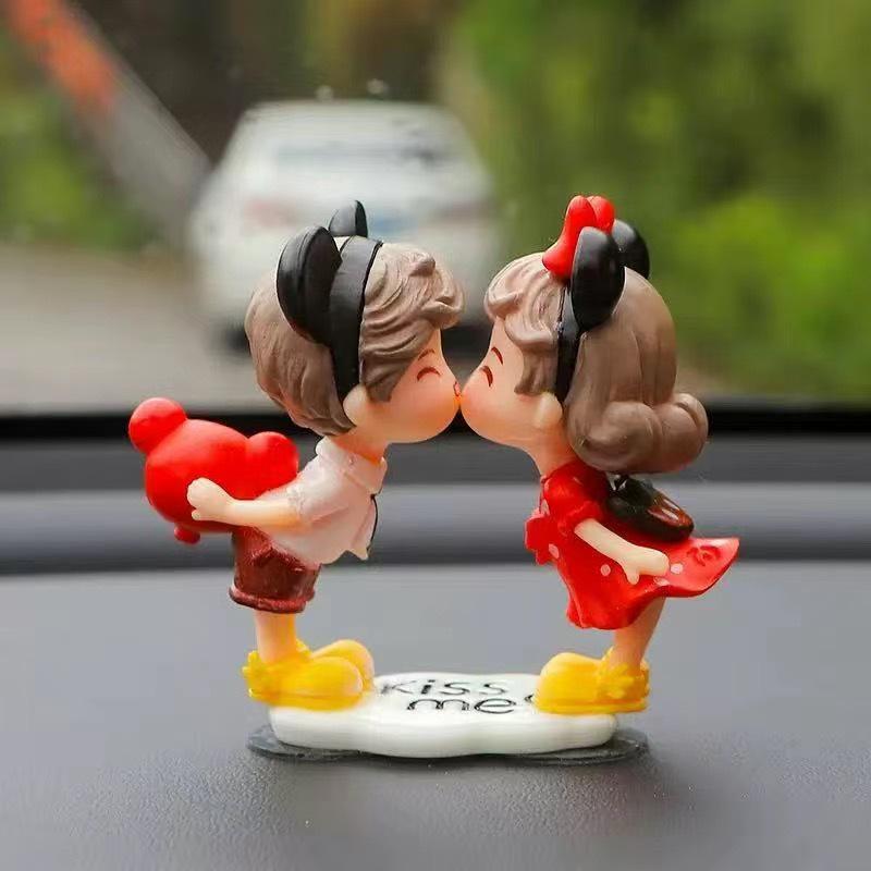 Adorable Car Couple Ornaments - Cute Interior Center Console Decor & DIY Desktop Accessories