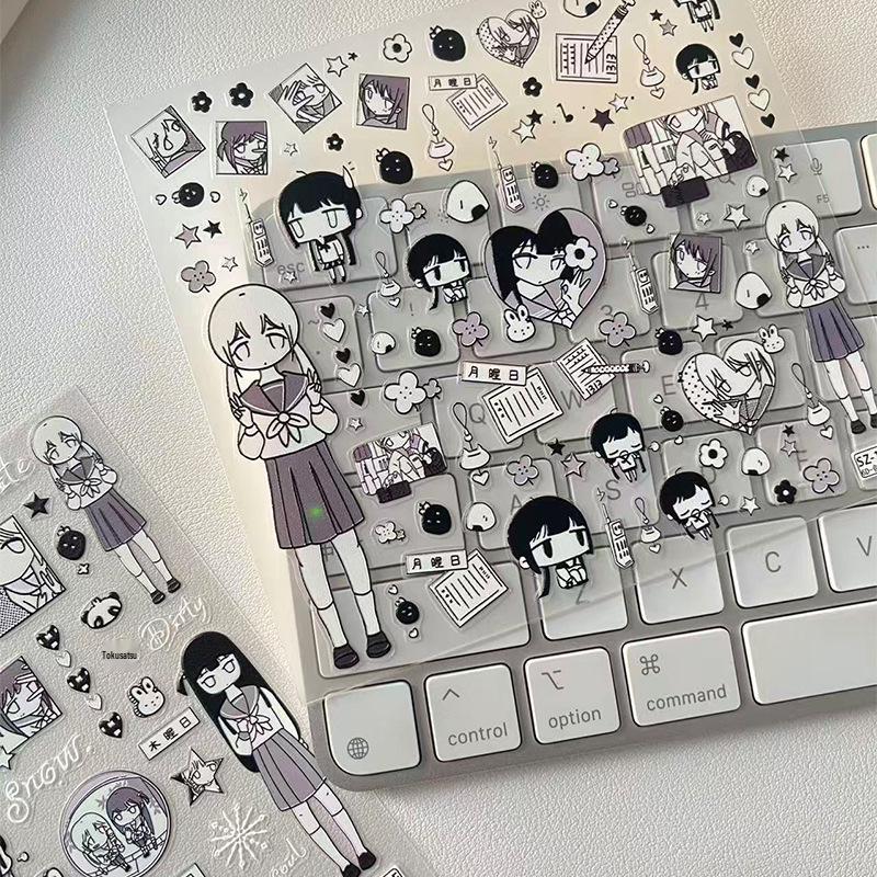 Sky Manga Line Art Stickers: DIY Journal, Notebook & Tablet Decor (B&W)