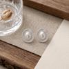 Retro French High-End Silver-Copper Pearl Earrings for Women
