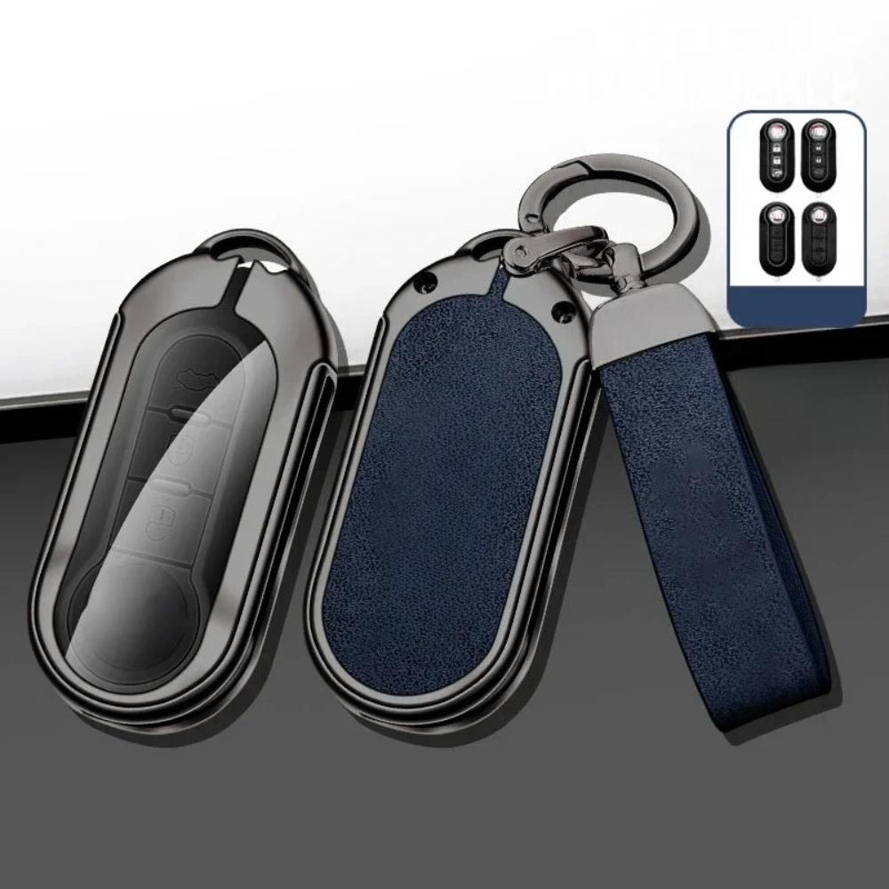 Suitable for Fiat 500 500C 500L 500X Zinc Alloy High-grade Leather Car Key Protective Cover Auto Accessories