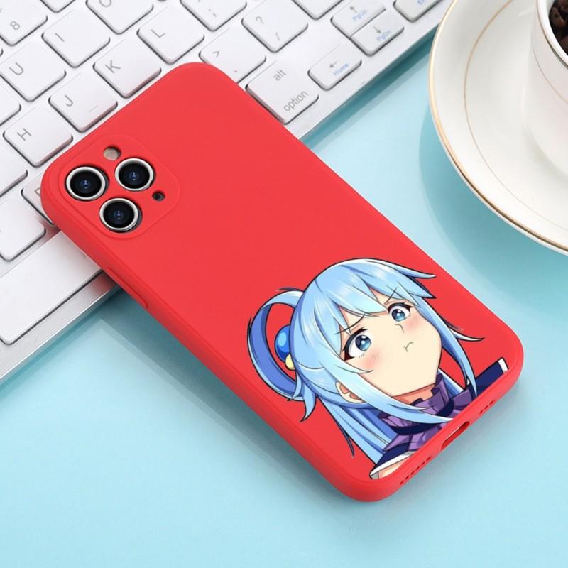Urocze etui na telefon Konosuba Aqua dla iPhone 14 11 12 13 Pro Max X XR XSMax 6 6S 7 8 Plus SE 2022 Miękkie kwadratowe kolorowe etui na telefon