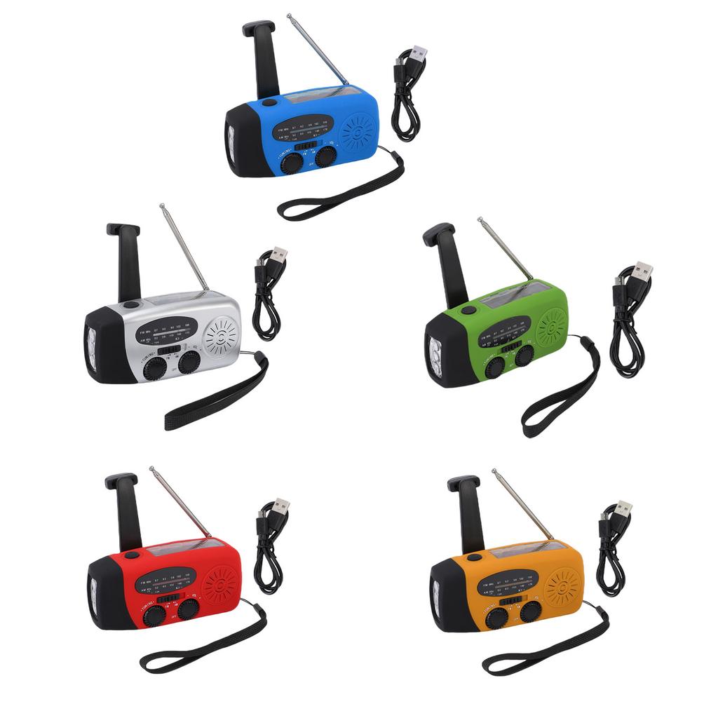 Emergency Radio Portable Solar Micro USB Hand Crank AM FM NOAA Radio with 3 LED Lights Power Bank Fo