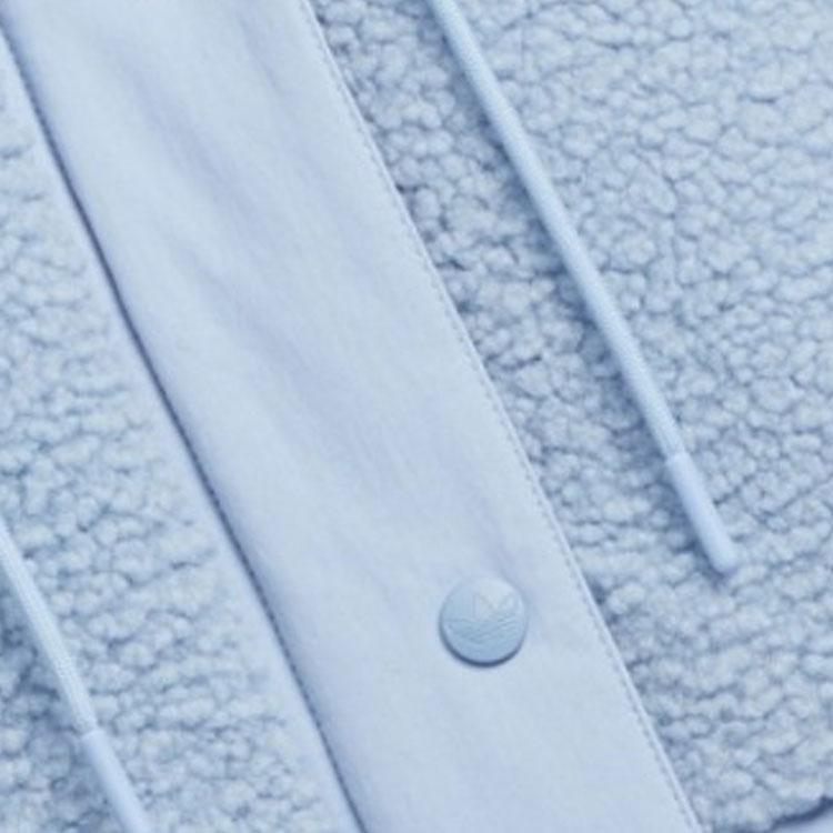 Adidas Originals Solid Color Embroidered Logo Zip-Up Stand Collar Jacket Women Jacket Blue HY1374