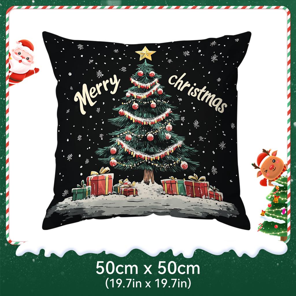 Santa Claus Elk Christmas Tree Pillowcase Bedroom Sofa Cushion Cover 100% Polyester Living Room Cushion Pillowcase Home Decor