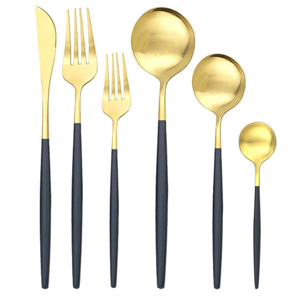 36Pcs/set Red Gold Dinnerware Cutlery Set Stainless Steel Knife Dessert Fork Tea Spoon Silverware Kitchen Flatware Tableware Set