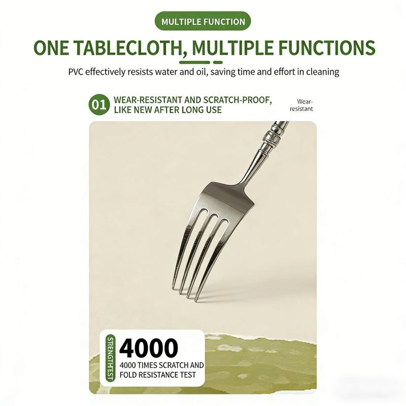 Fresh Floral Rectangle Tablecloth  Kitchen Dining, Waterproof Oil-Proof Non-Stick Botanical Table Cover Home Decor