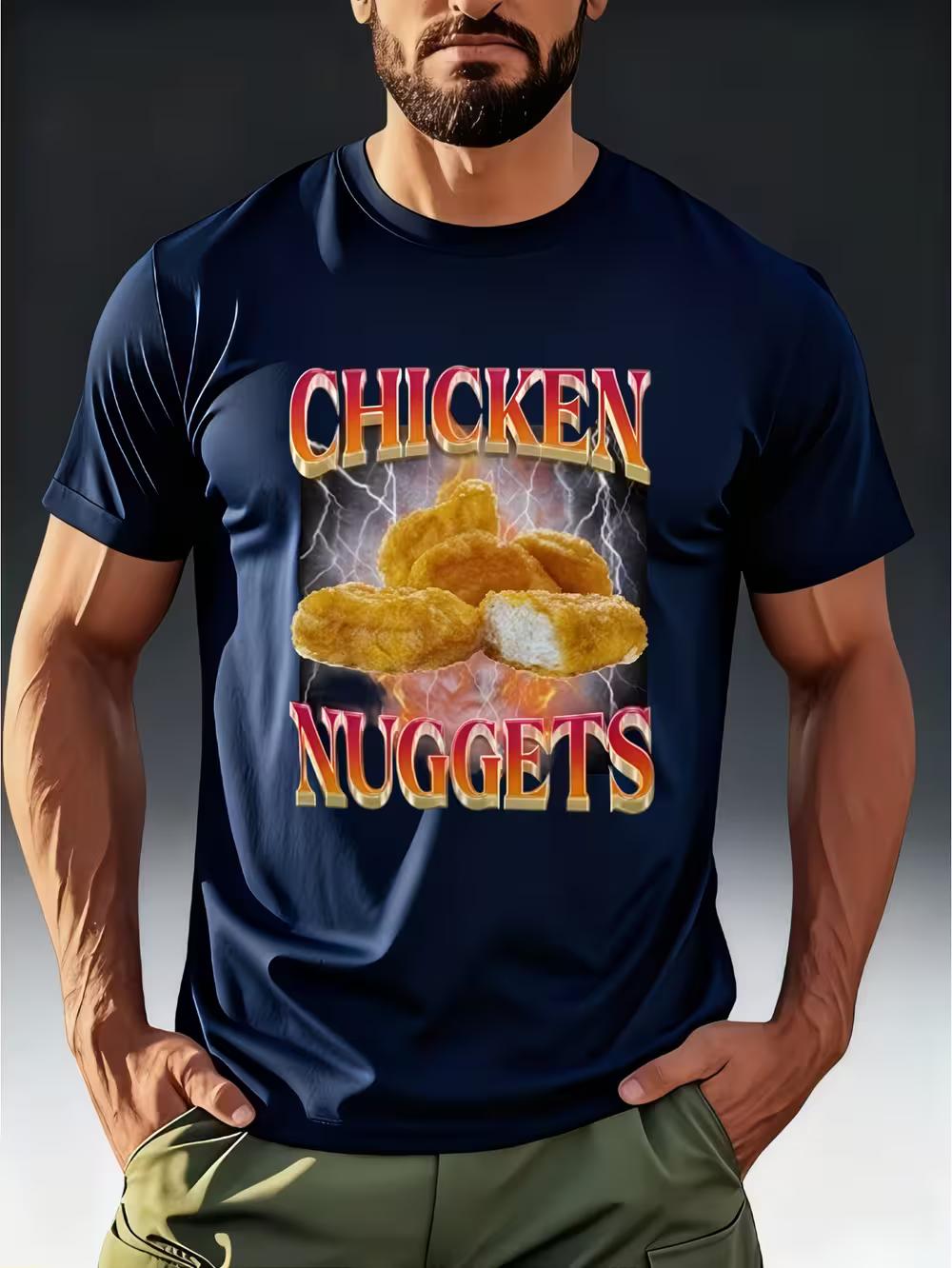 Men S Quirky Style T-Shirt Featuring a  CHICKEN NUGGETS  Lightning Print S