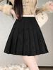 Coffee Maillard Suede A-line Pleated Skirt - Women's Autumn/Winter Petite Leather-look Skirt