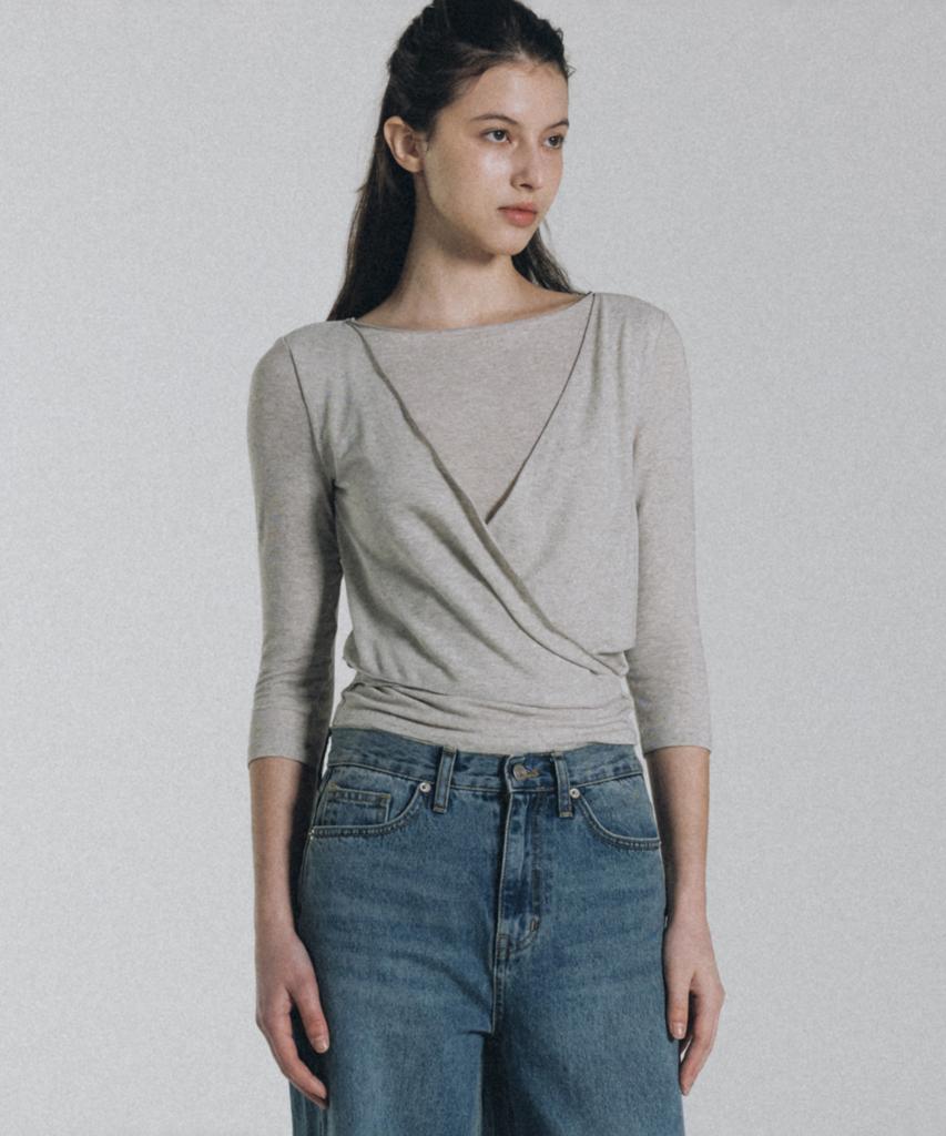 ANDNEEDS Fade 3/4 Sleeve Tee (Melange Gray)
