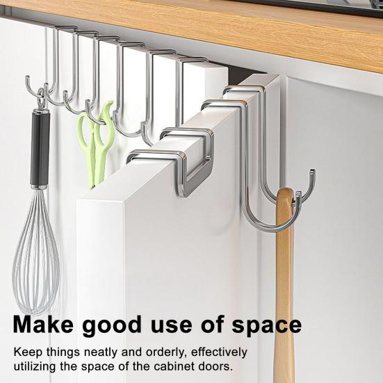 2/5Pcs Clothes Towel Hangers Over-Cabinet Hooks Strong Load-bearing Simple Installation Closet Wardrobe Door Hanging Hooks