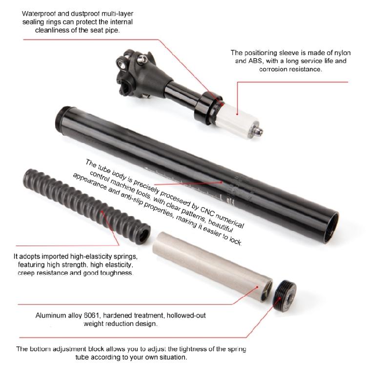 Bicycles Seat Post Suspension Shock Absorbers Bike Seat Post Light Weight Aluminum Alloy Seat Post Easy to Install