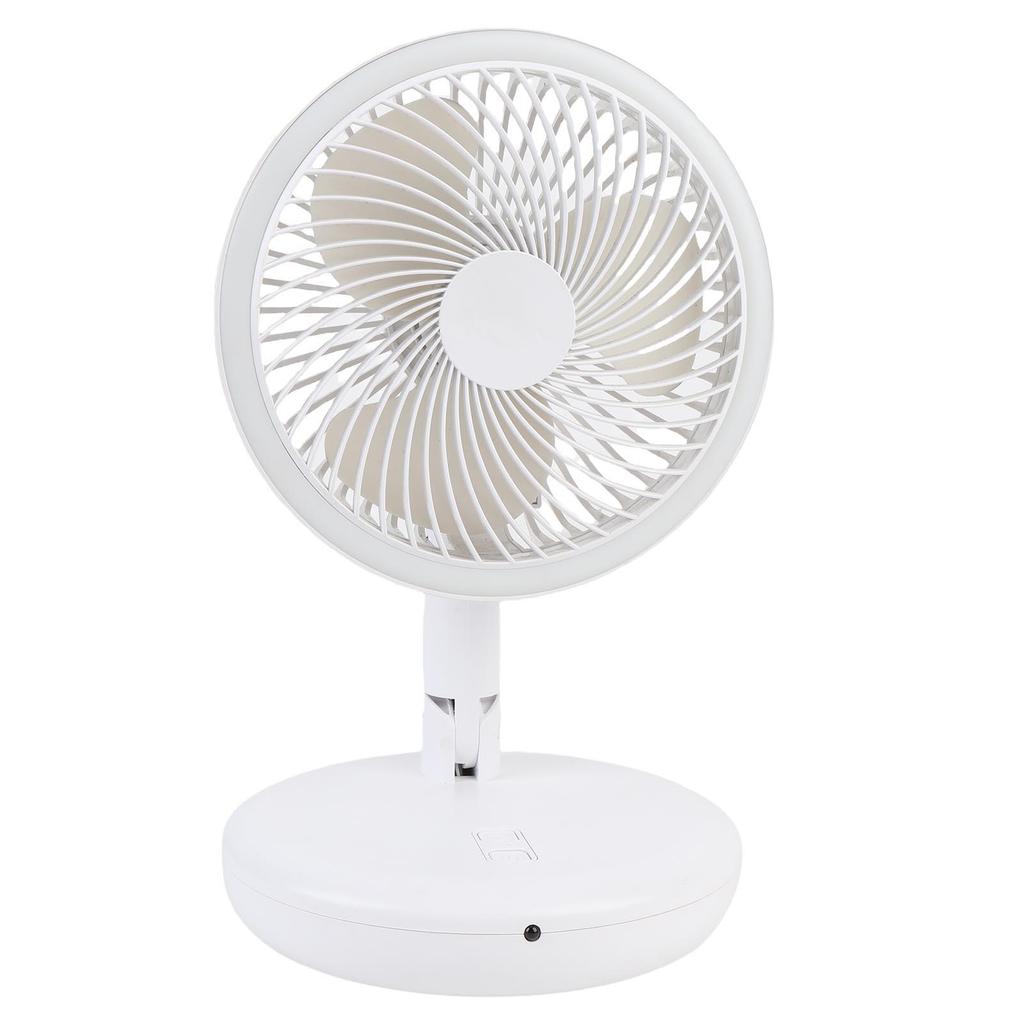 Folding Portable Desk Fan Rechargeable Long Battery Life Quiet Oscillating Table Fan with Remote Round LED Light Timer
