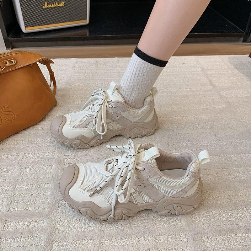 Leather big head ugly Gump shoes women's 2025 new breathable mesh outdoor sports leisure hiking hiking shoes