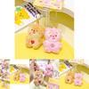Charming Jinnew Cream Bear Plush Keychain Brown And Pink Cartoon Style Key Accessory